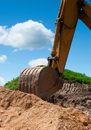 Excavator and Landscape Materials